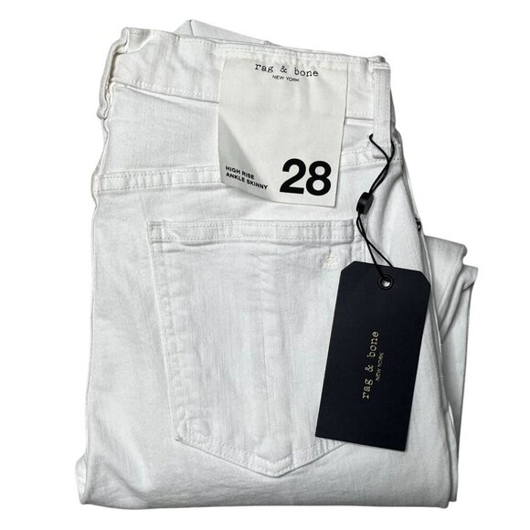 NWT Rag & Bone High Rise Ankle Skinny Jeans In White Manson Size 28 - Picture 5 of 10